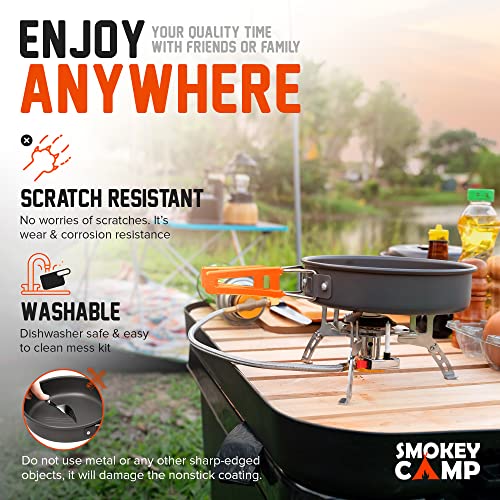 17 Pcs Smokey Camp Backpacking Cooking Set - Compact Camping Cookware Mess Kit, All in One Camping Cooking Set, Non-Stick Camping Cookware Kit, Hiking, Picnic, Outdoor & Camping Cookware Set