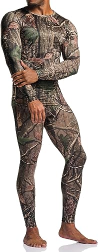 TSLA Men's Thermal Underwear Set, Hunting Camo, Medium