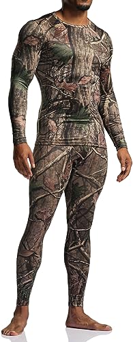 TSLA Men's Thermal Underwear Set, Hunting Camo, Medium