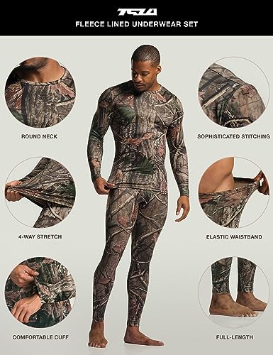 TSLA Men's Thermal Underwear Set, Hunting Camo, Medium