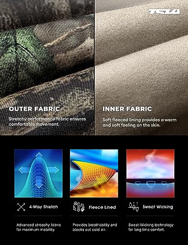 TSLA Men's Thermal Underwear Set, Hunting Camo, Medium