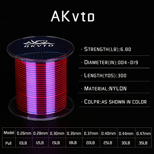 AKvto Premium Color Monofilament Fishing Line - 300 Yards