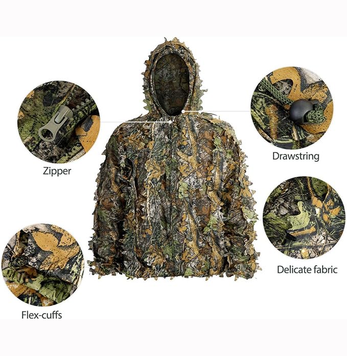 SCYLFEHDP Ghillie Suit 3D Leafy Camo for Men