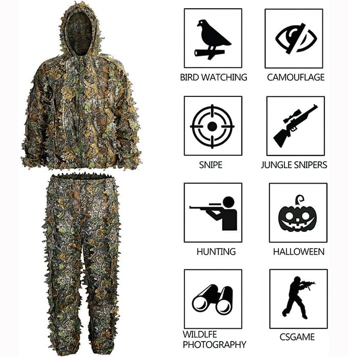 SCYLFEHDP Ghillie Suit 3D Leafy Camo for Men