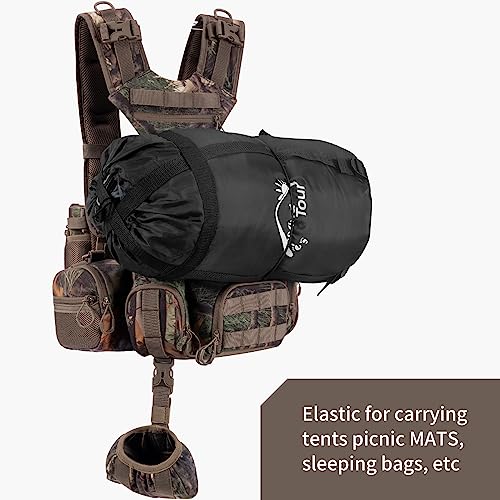 BLISSWILL Hunting Fanny Waist Pack with Harness Pouch, Binocular Harness with Rain Cover,Shoulder-Supported Waist Hunting Backpack for Bow Rifle