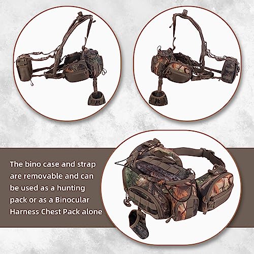 BLISSWILL Hunting Fanny Waist Pack with Harness Pouch, Binocular Harness with Rain Cover,Shoulder-Supported Waist Hunting Backpack for Bow Rifle