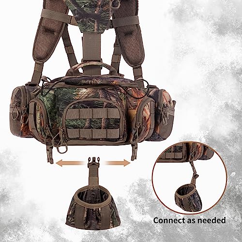 BLISSWILL Hunting Fanny Waist Pack with Harness Pouch, Binocular Harness with Rain Cover,Shoulder-Supported Waist Hunting Backpack for Bow Rifle