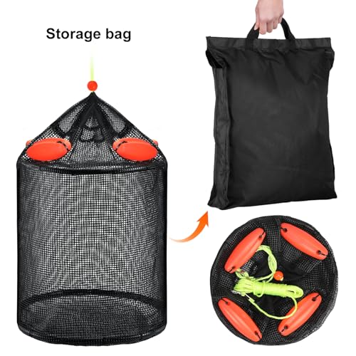 Large Foldable Floating Fish Basket for Live Fish, Collapsible