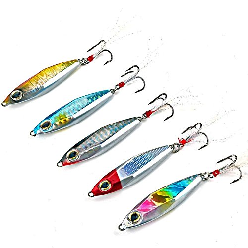 Sougayilang Metal Spoon Jigs Fishing Lures with Treble Hook