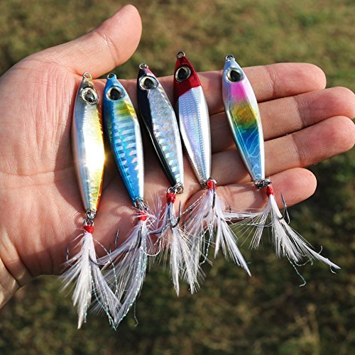 Sougayilang Metal Spoon Jigs Fishing Lures with Treble Hook
