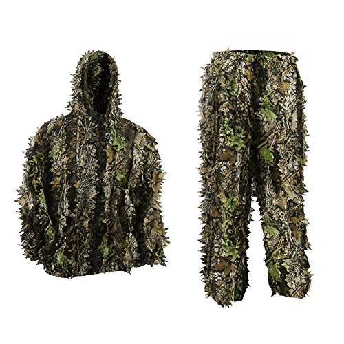 PELLOR Camo Ghillie Suit for Kids/Adults, Hooded, Green