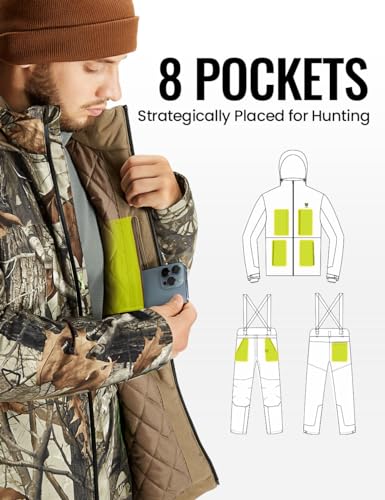TIDEWE Men's Waterproof Hunting Clothes with Face Mask