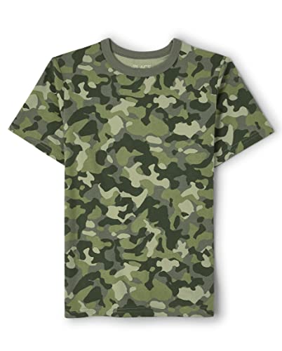 Boys' Green Camo Short Sleeve Hiking Shirt, Size 7/8