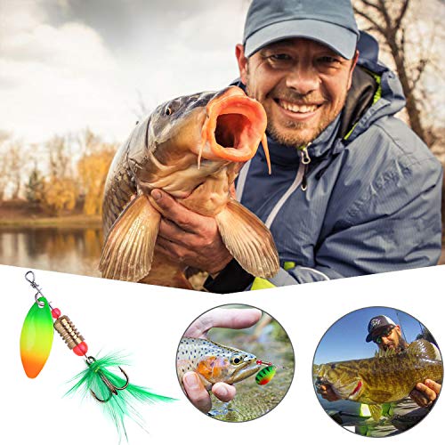 TOPFORT Fishing Spoon Lures Kit with Carry Bag
