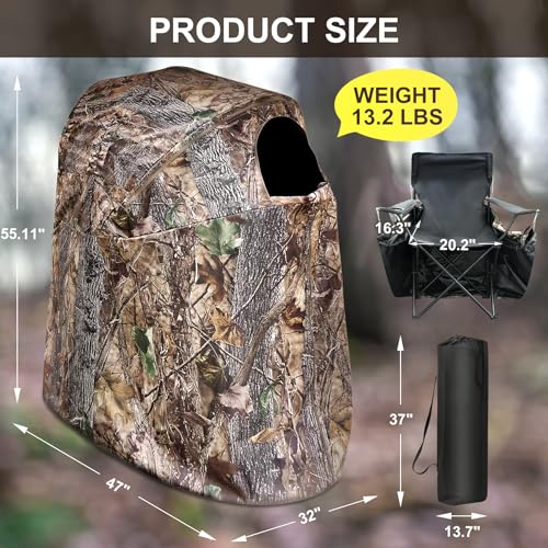 Camouflage Hunting Blind with Chair and See Through Window