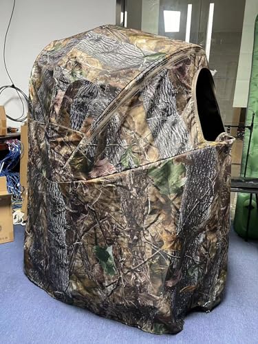 Camouflage Hunting Blind with Chair and See Through Window