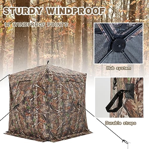 Portable Hunting Blind with Magnetic Door, Sliding Windows