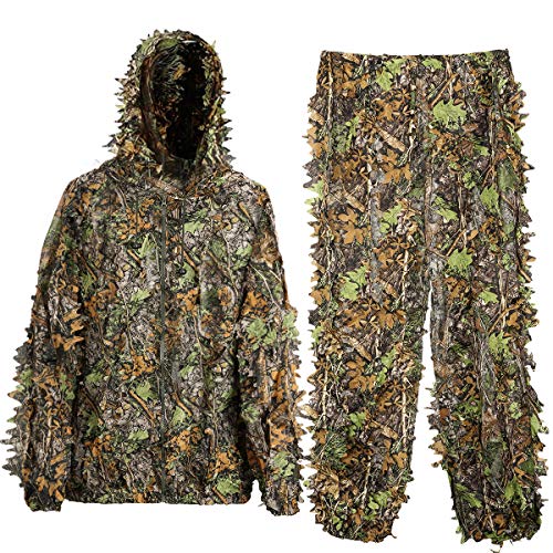 MOPHOTO Woodland Leaf Camo Hunting Gilly Suit for Men
