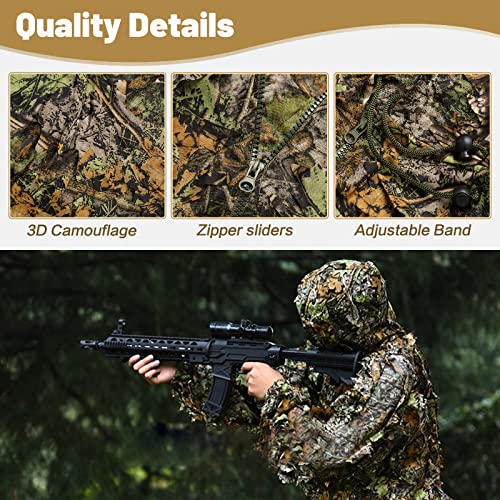 MOPHOTO Woodland Leaf Camo Hunting Gilly Suit for Men