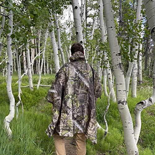AUSCAMOTEK Woodland Camo Hooded Waterproof Rain Poncho