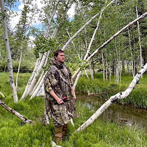 AUSCAMOTEK Woodland Camo Hooded Waterproof Rain Poncho