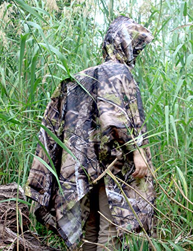 AUSCAMOTEK Woodland Camo Hooded Waterproof Rain Poncho