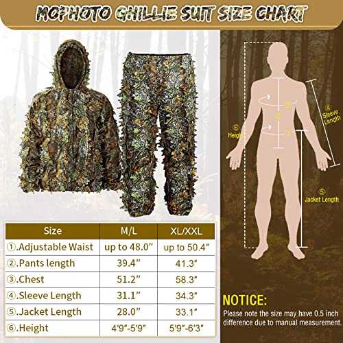 MOPHOTO Woodland Leaf Camo Hunting Gilly Suit for Men