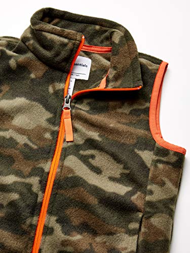 Boys' Polar Fleece Vest, Dark Green Orange Camo