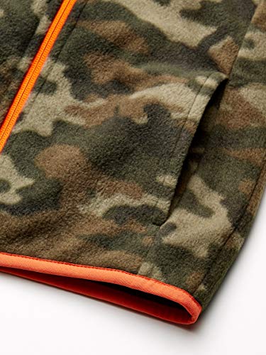 Boys' Polar Fleece Vest, Dark Green Orange Camo