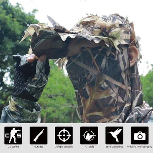 LOOGU Hunting Camo Face Mask, Gloves, Arms Sleeves
