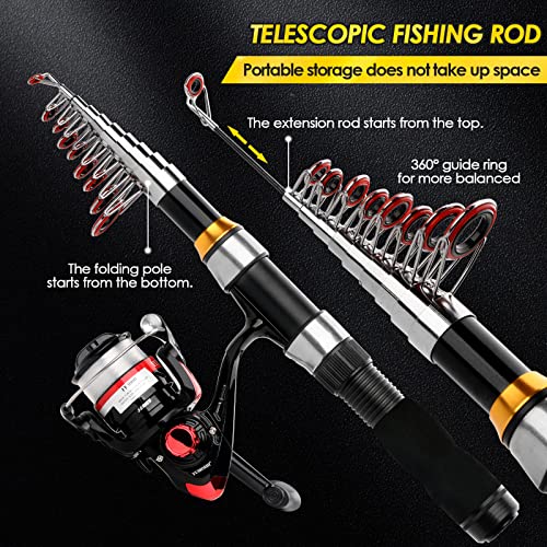 Portable Telescopic Fishing Rod Reel Combo with Accessories