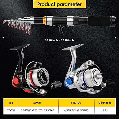 Portable Telescopic Fishing Rod Reel Combo with Accessories