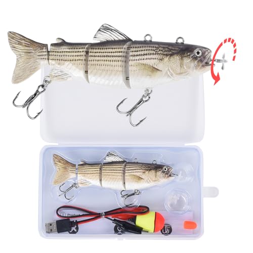 USB Rechargeable LED Robotic Fishing Lures (5.12" Hybrid Striped Shad)