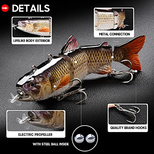 USB Rechargeable LED Robotic Fishing Lures (5.12" Hybrid Striped Shad)
