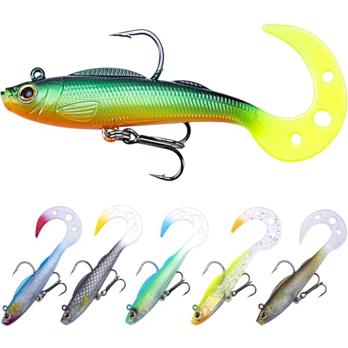 6Pc Soft Paddle Tail Swimbaits for Bass Fishing