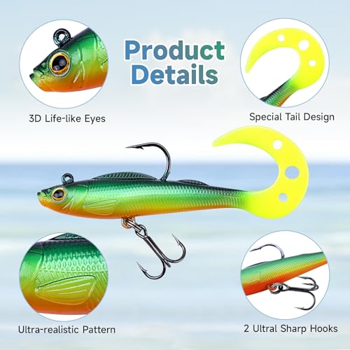 6Pc Soft Paddle Tail Swimbaits for Bass Fishing