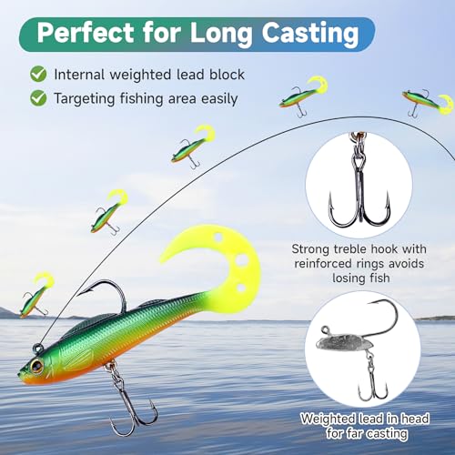 6Pc Soft Paddle Tail Swimbaits for Bass Fishing