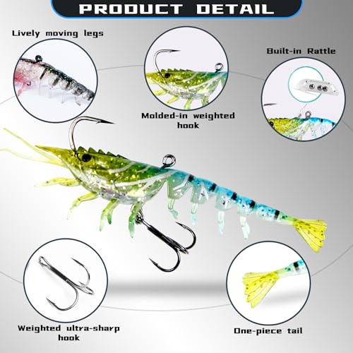 SHOWYEE Soft Plastic Fishing Lures for Bass, Redfish
