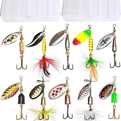 10pc Spinnerbait Fishing Lure Kit + 2 Tackle Boxes
