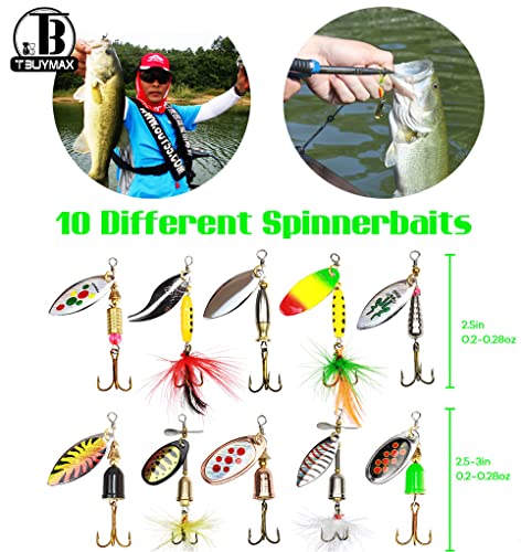 10pc Spinnerbait Fishing Lure Kit + 2 Tackle Boxes