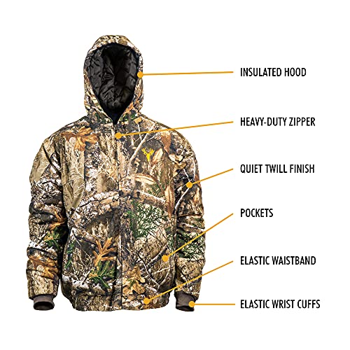 Youth Insulated Camo Hunting Jacket, Realtree Edge, Large