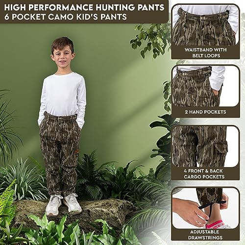Youth Camo Hunting Cargo Pants | 6 Pockets | Large