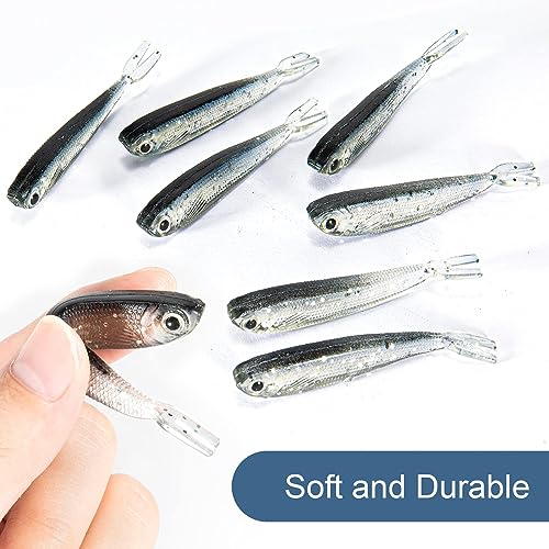 50 PCS Syosisny Plastic Soft Fishing Lures Forked Tail Minnows