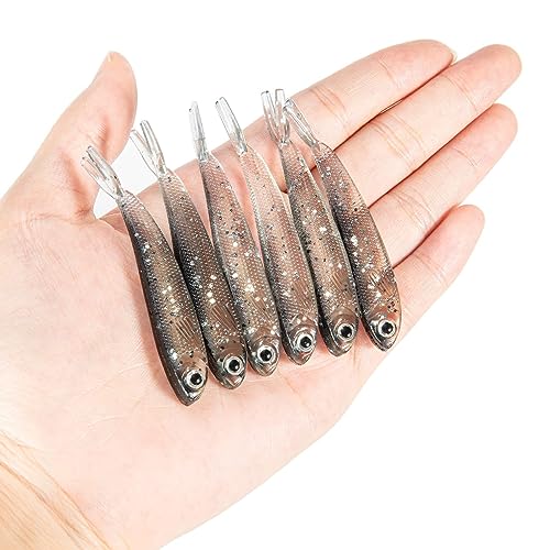 50 PCS Syosisny Plastic Soft Fishing Lures Forked Tail Minnows