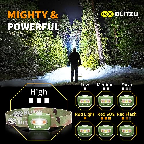 Blitzu i2 Waterproof LED Headlamp, Camouflage