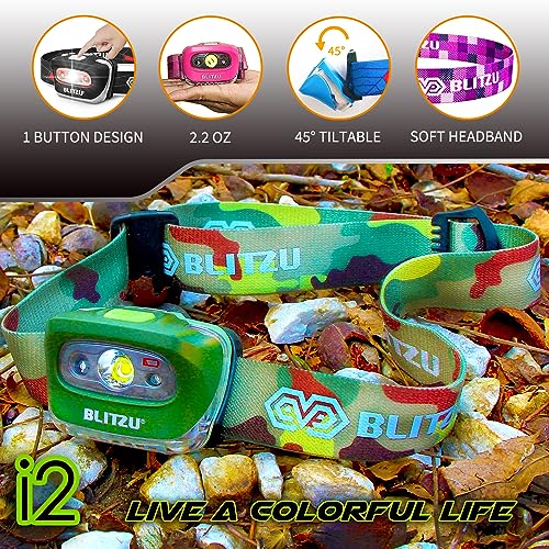 Blitzu i2 Waterproof LED Headlamp, Camouflage