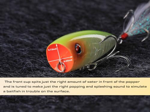 LITTMA Topwater Popper Lures for Bass Fishing