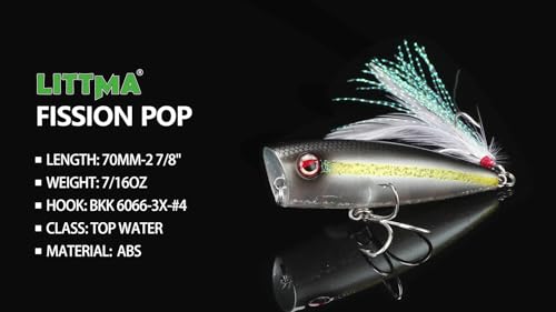LITTMA Topwater Popper Lures for Bass Fishing