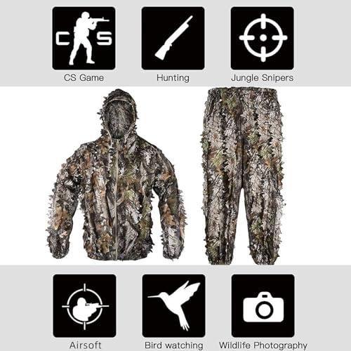 LOOGU 3D Leafy Camo Ghillie Suit for Hunting