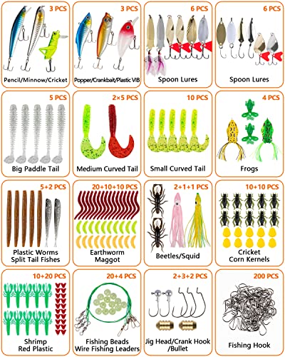 380-Piece Fishing Lure Set for Bass, Trout, Salmon